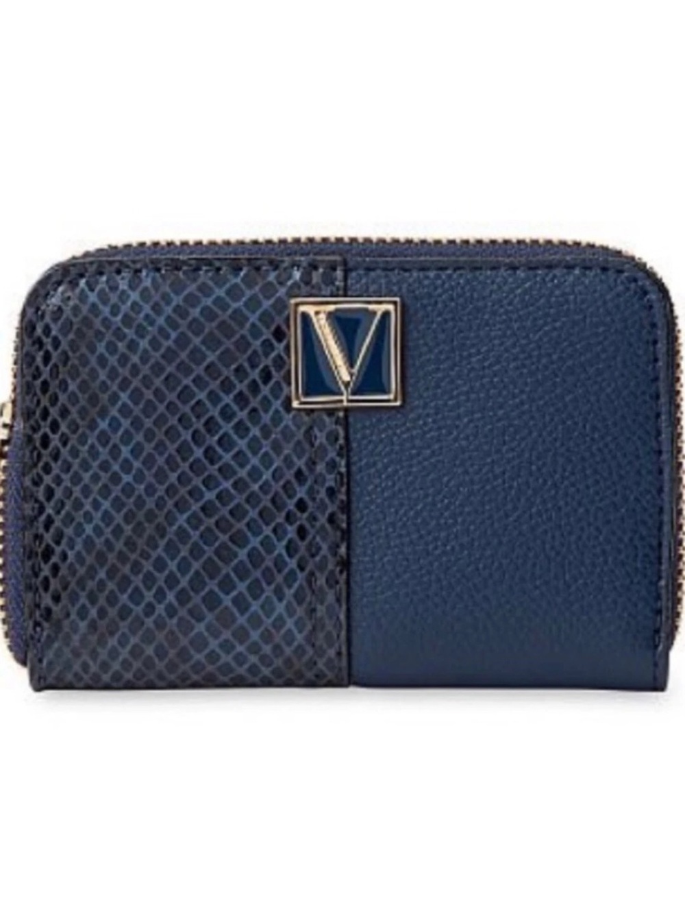 Victoria Secret Snake Skin Small Navy Zip Wallet